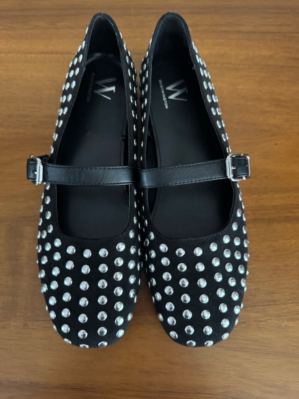 Worthington Black Studded Mary Jane Flats